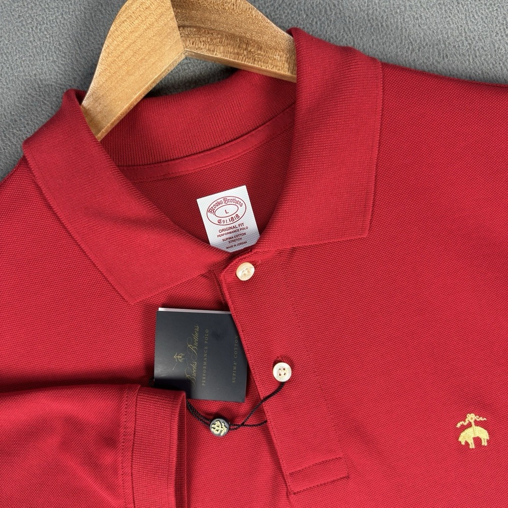 Brooks Brothers Polo Shirt Mens Large Red Original Performance Supima Logo‎ New